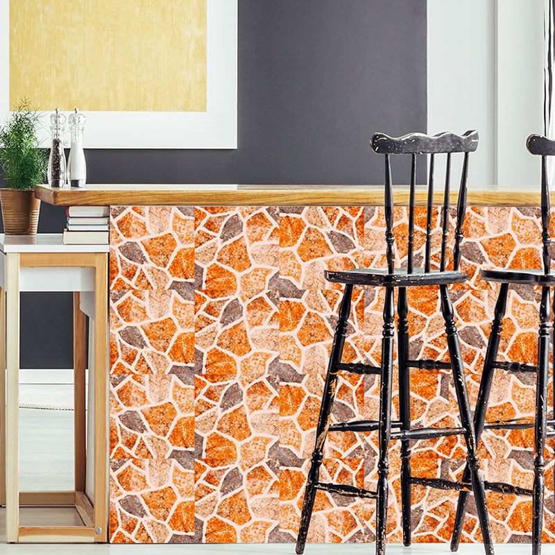 Modern Pebble Look Wallpaper Panel Orange Bathroom Self Sticking Wall Decor, 8' x 8"