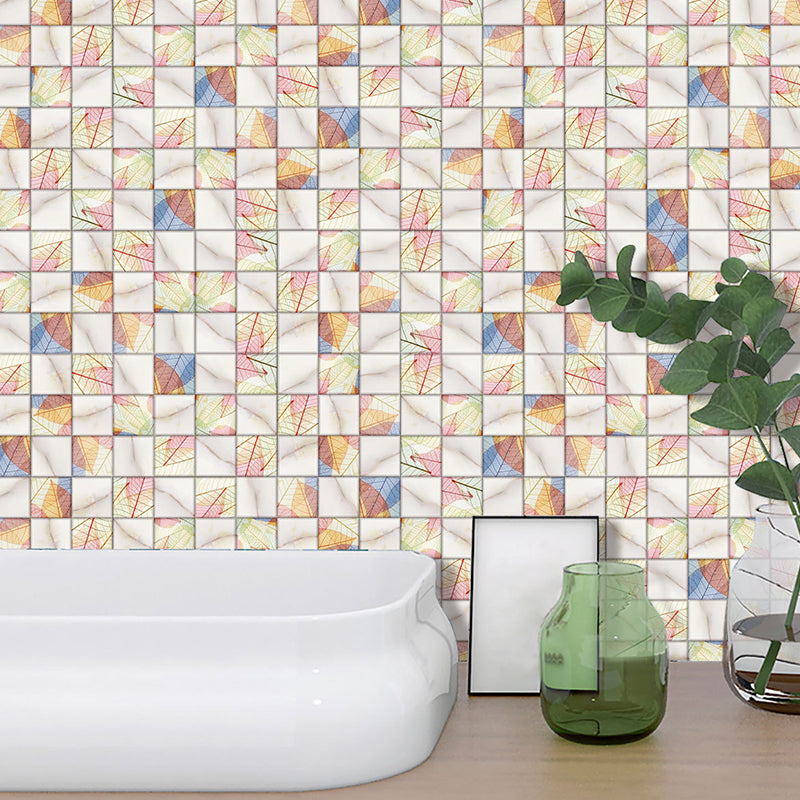 Modern Leaf-Patterned Wallpaper Panel Grey-Yellow Peel and Stick Wall Decor for Home