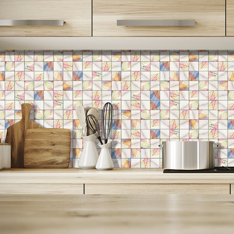 Modern Leaf-Patterned Wallpaper Panel Grey-Yellow Peel and Stick Wall Decor for Home