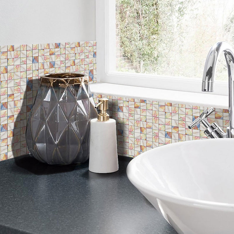 Modern Leaf-Patterned Wallpaper Panel Grey-Yellow Peel and Stick Wall Decor for Home