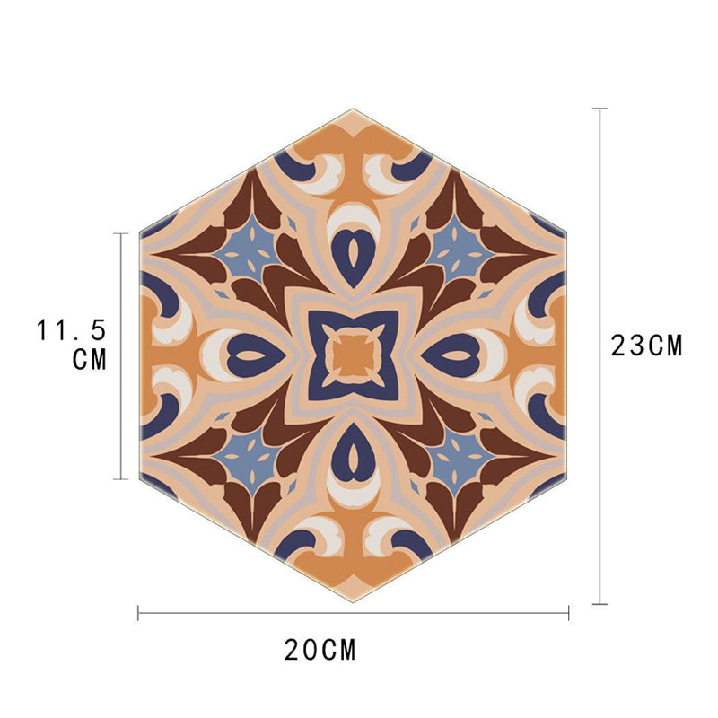 Boho Floral Wallpaper Panel Set PVC Peel and Stick Orange-Blue Wall Decor for Home