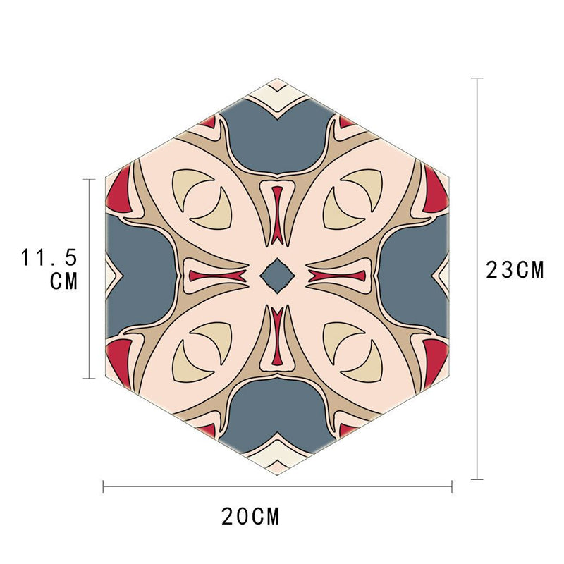 Bohemian Tiles Blossom Wallpaper Panel Orange-Blue Self Stick Wall Art for Living Room