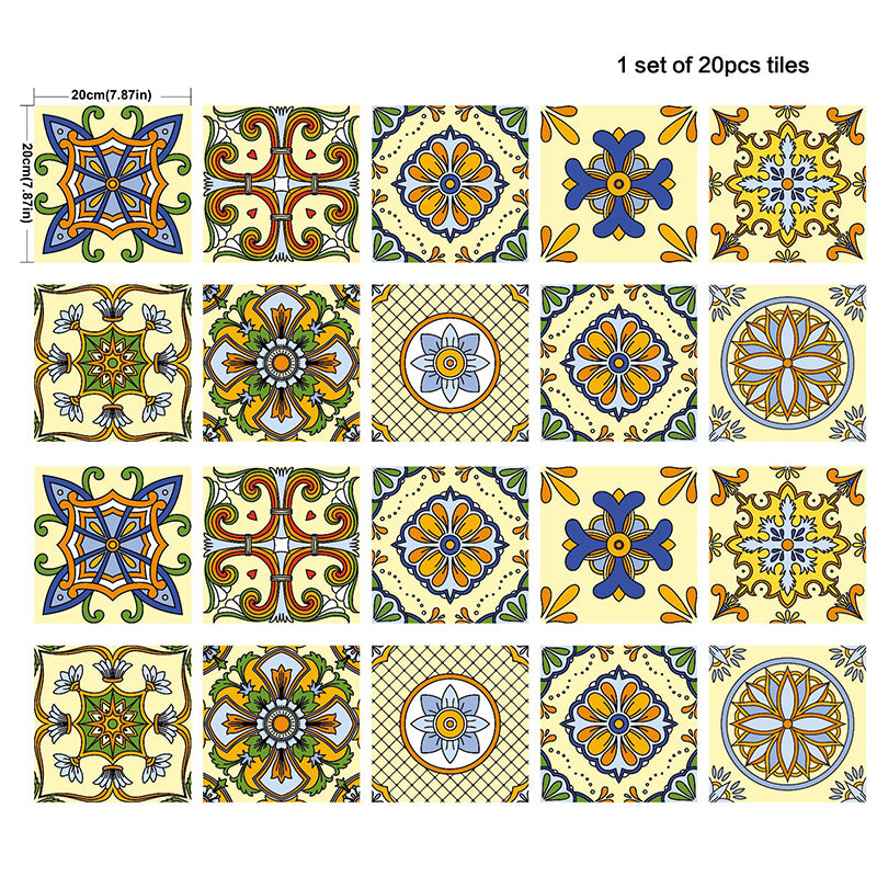 Tribal Mandala Peel Wallpaper Panel Set for Washroom Bohemian Patterned Wall Art, 8.6-sq ft