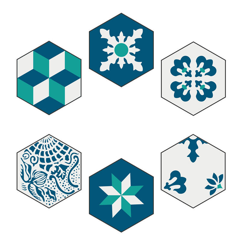 Bohemian Seamless Pattern Wallpaper Panel Blue-Green Geometric Wall Decor, Peel Off