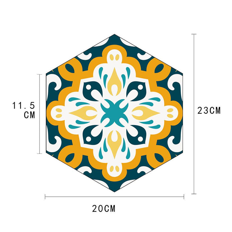 Ethnic Flowers Stick On Wallpaper Panels for Living Room, Yellow-Green, 9' L x 8" W