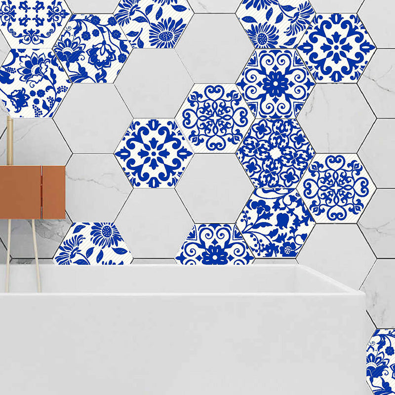 Chinoiserie Floral Wallpaper Panels Blue Self Sticking Wall Covering for Living Room