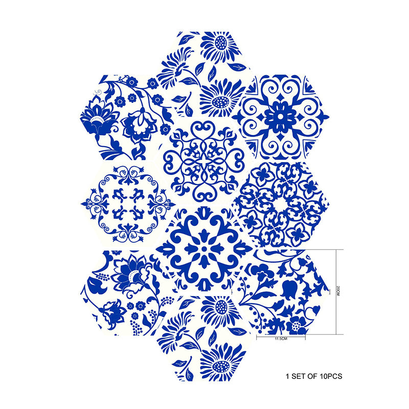 Chinoiserie Floral Wallpaper Panels Blue Self Sticking Wall Covering for Living Room