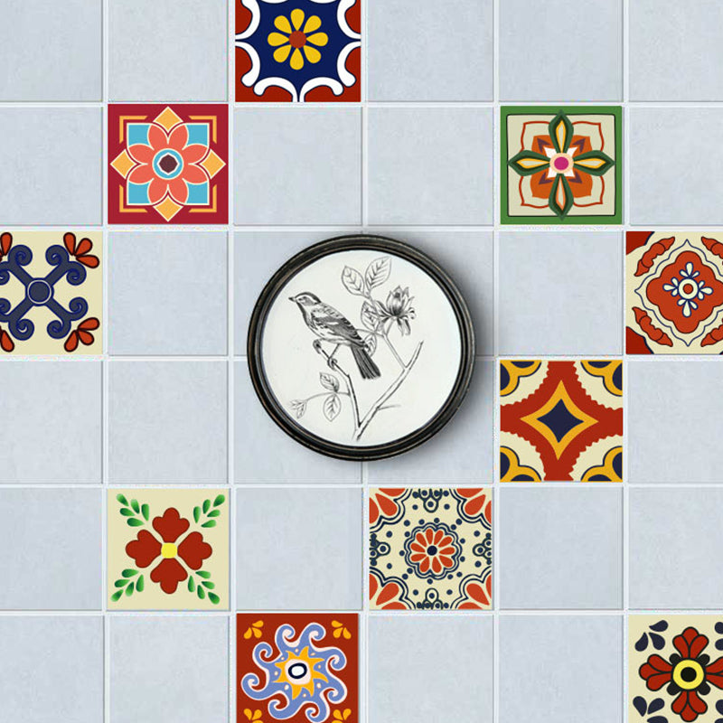 Adhesive Flower Printed Wallpaper Panel Bohemian Removable Kitchen Wall Art, 2.2-sq ft