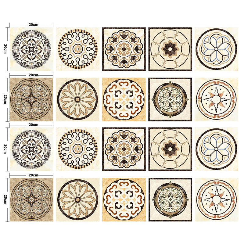 Yellow-Black Mandala Wallpaper Panels Peel Off Bohemian Kitchen Wall Decor, 8.6-sq ft