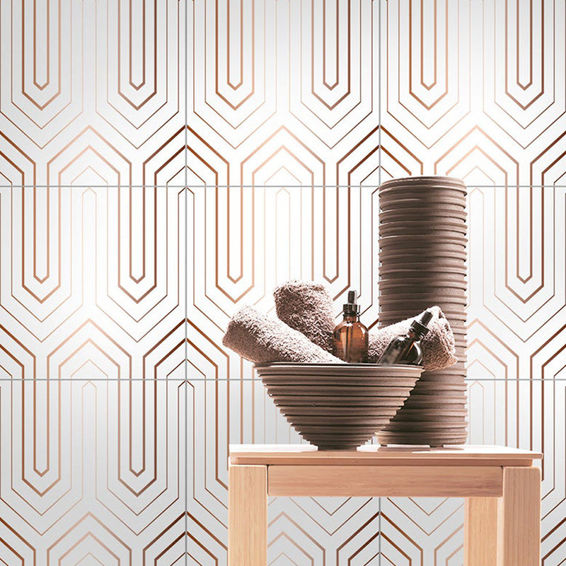 Stick On Arrow Wallpaper Panels PVC Contemporary Wall Decor in Brown on White for Kitchen