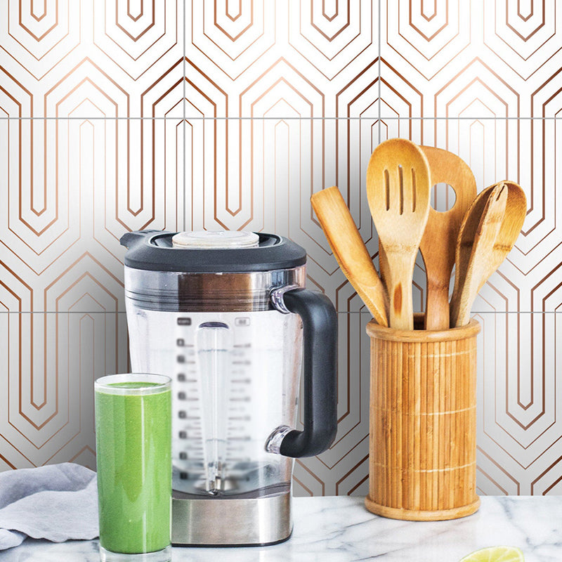 Stick On Arrow Wallpaper Panels PVC Contemporary Wall Decor in Brown on White for Kitchen