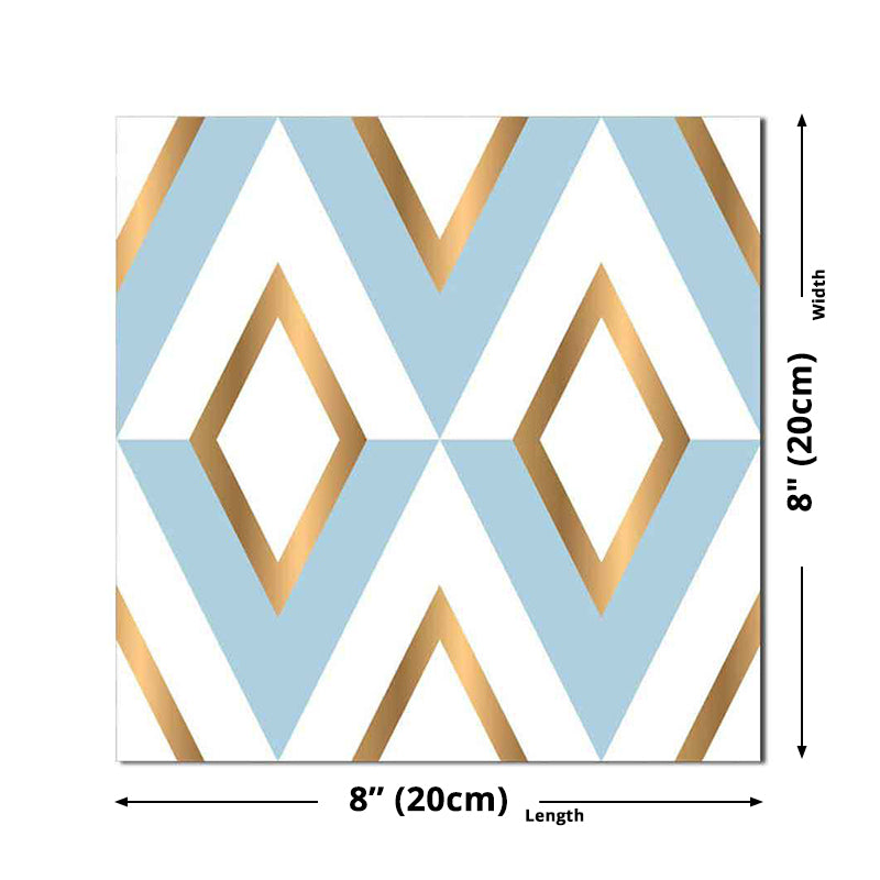 Rhombus Peel and Stick Wallpaper Panel Yellow-Blue Modern Style Wall Art for Washroom