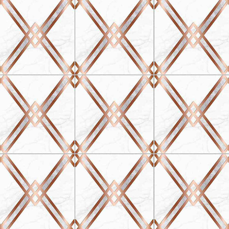 PVC Self-Stick Wallpaper Panel Modern Trellis Patterned Wall Covering in Coffee-White