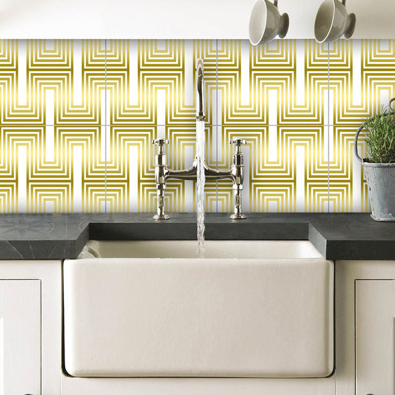 Yellow Matrix Wallpaper Panels Geometry Modern Peel and Stick Wall Art for Bathroom