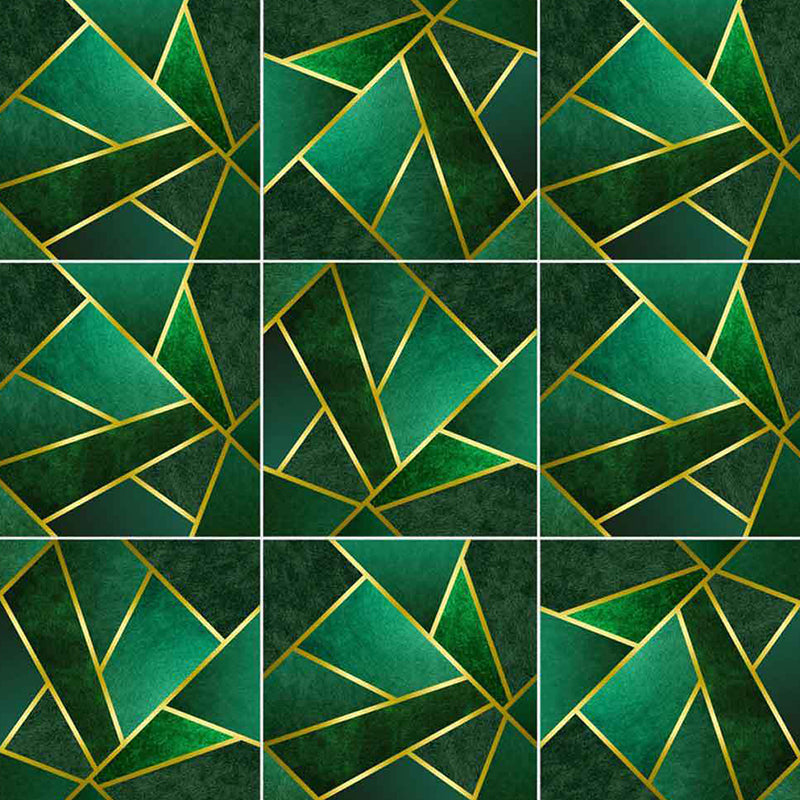 Geometric Adhesive Wallpaper Panels for Kitchen 4.3-sq ft Wall Covering in Green
