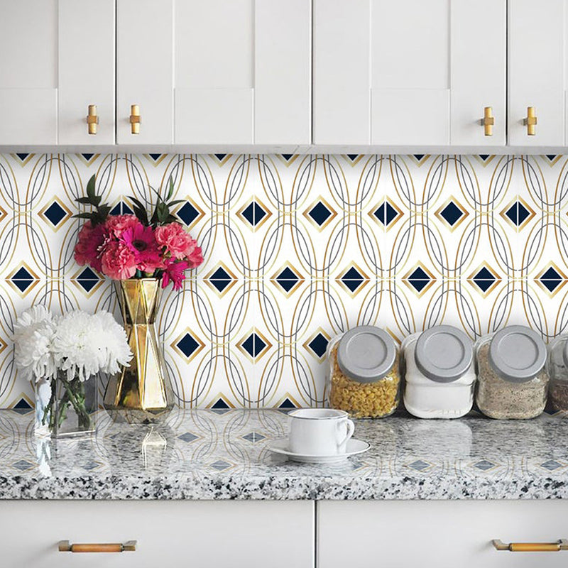 Modern Seamless Pattern Wallpaper Panel in Black-Gold Self-Adhesive Wall Decor for Kitchen