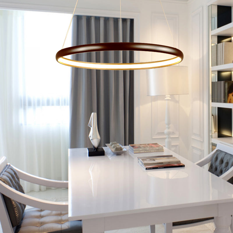 Chandelier acrylique en orbite à LED noire / brun / or