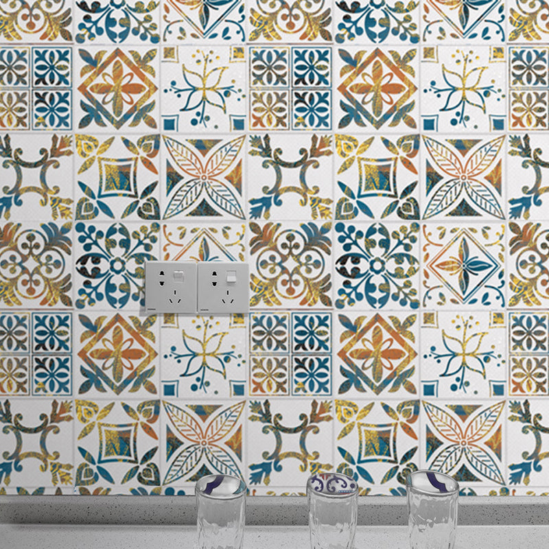 Vinyl Stick Wallpaper Panel Bohemian Botanix Wall Covering for Kitchen, Easy Peel Off