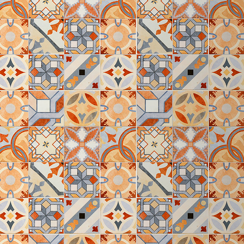 Boho Mosaics Tile Stick Wallpaper Panel Orange-Blue Kitchen Wall Covering, 8' x 8"