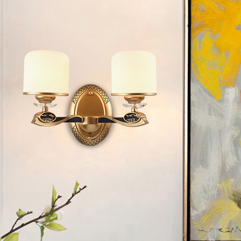 Illuminazione a parete cilindri oro in stile retrò in vetro a coste 1/2 lampadine da letto con parete da letto funce luce