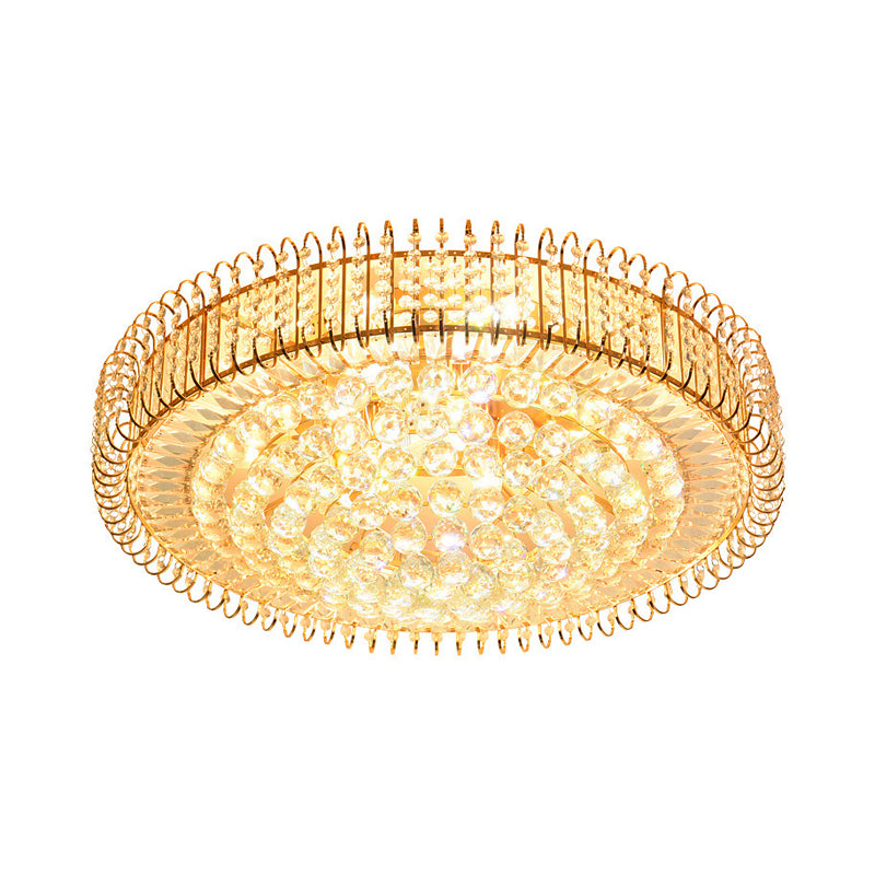 Trommel Great Room plafondlamp eigentijdse heldere afgeschuinde kristallen ballen 9 bollen goudspoeling