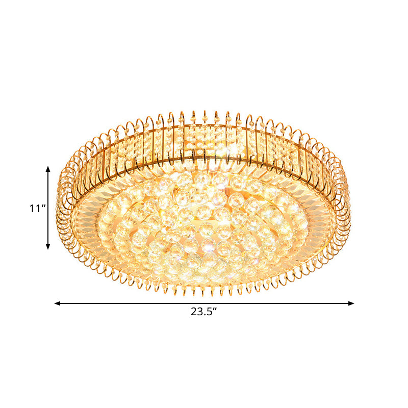 Trommel Great Room plafondlamp eigentijdse heldere afgeschuinde kristallen ballen 9 bollen goudspoeling