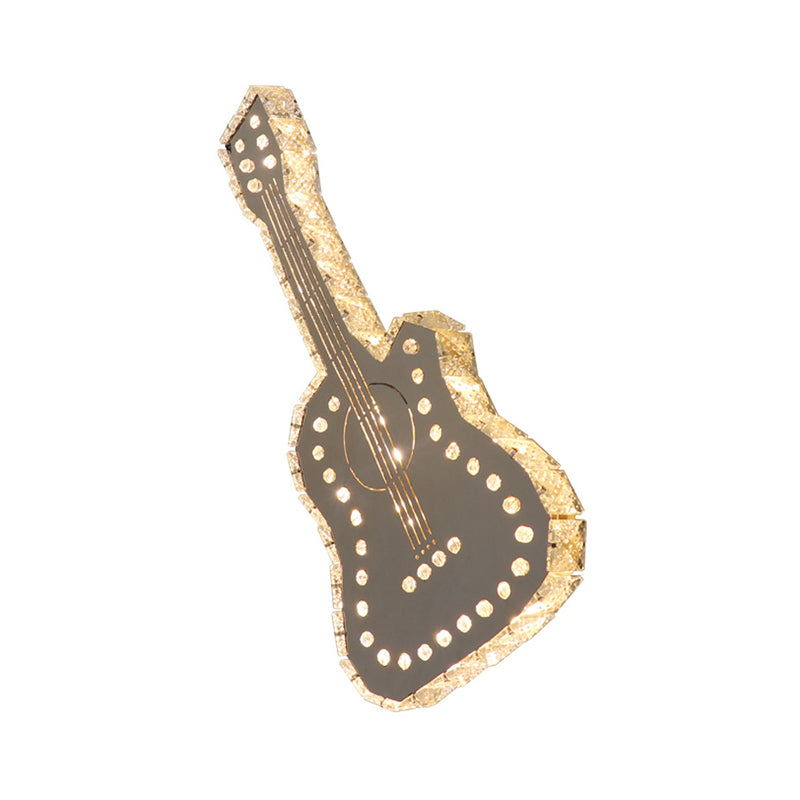 Guitar Bedchamber Wall Lamp Modern Clear K9 Crystal Blocks LED Gray Surface Wall Sconce