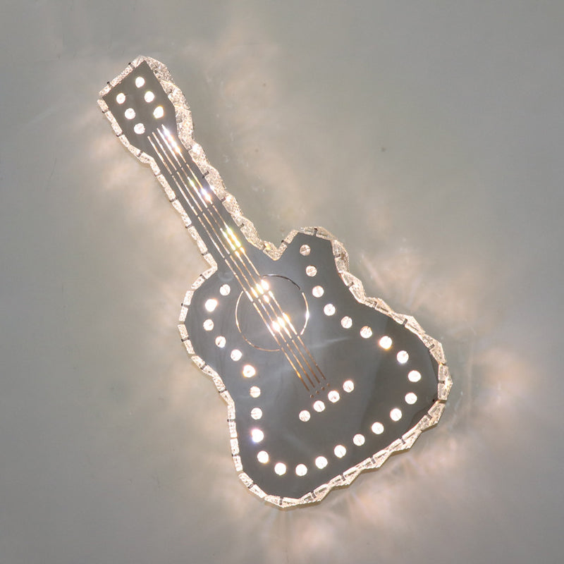 Guitar Bedchamber Wall Lamp Modern Clear K9 Crystal Blocks LED Gray Surface Wall Sconce