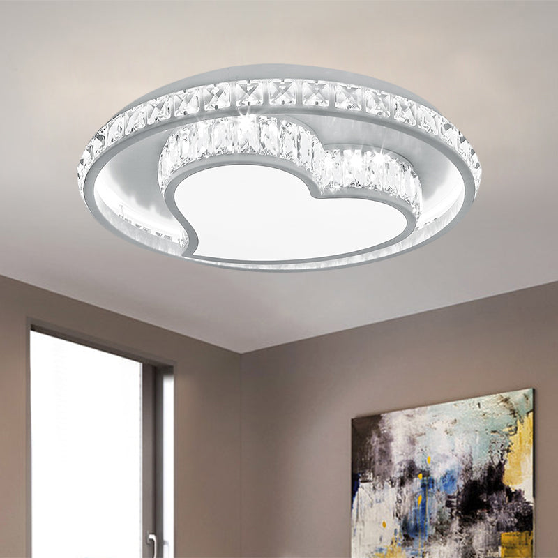 Butterfly/Loving Heart Flush Mount Contemporary Clear Crystal Blocks LED White Ceiling Mounted Fixture