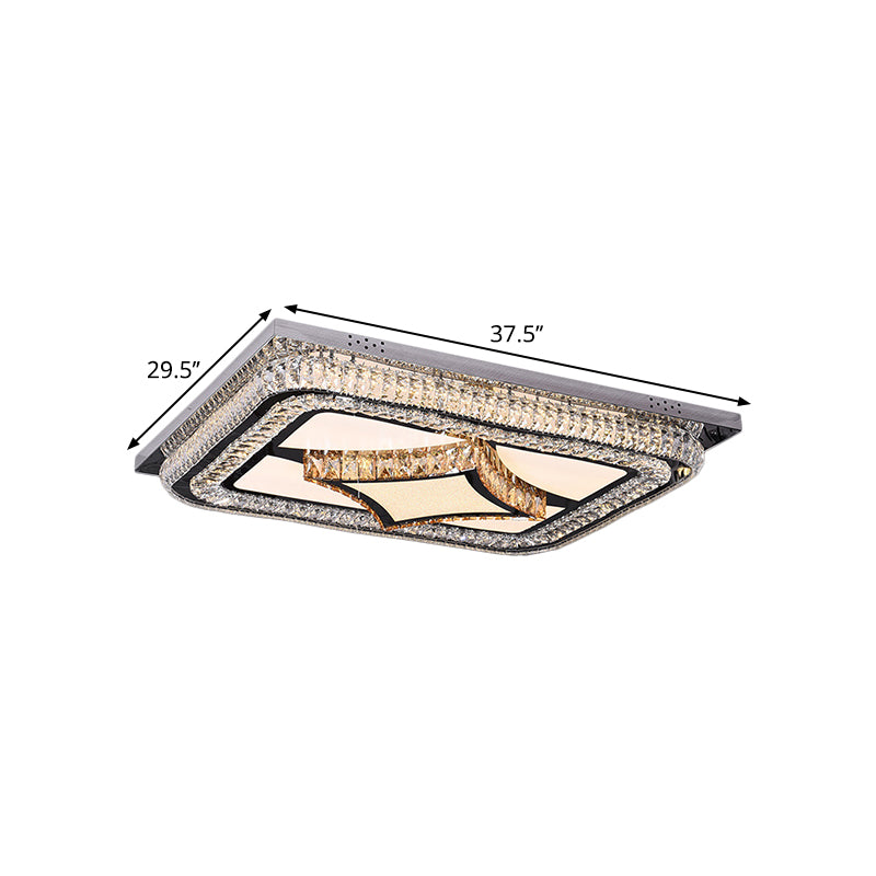 LED Rechthoekige Flushmount Verlichting Modern Roestvrij-staal Clear Cut Crystal Blocks Ceiling Fixture