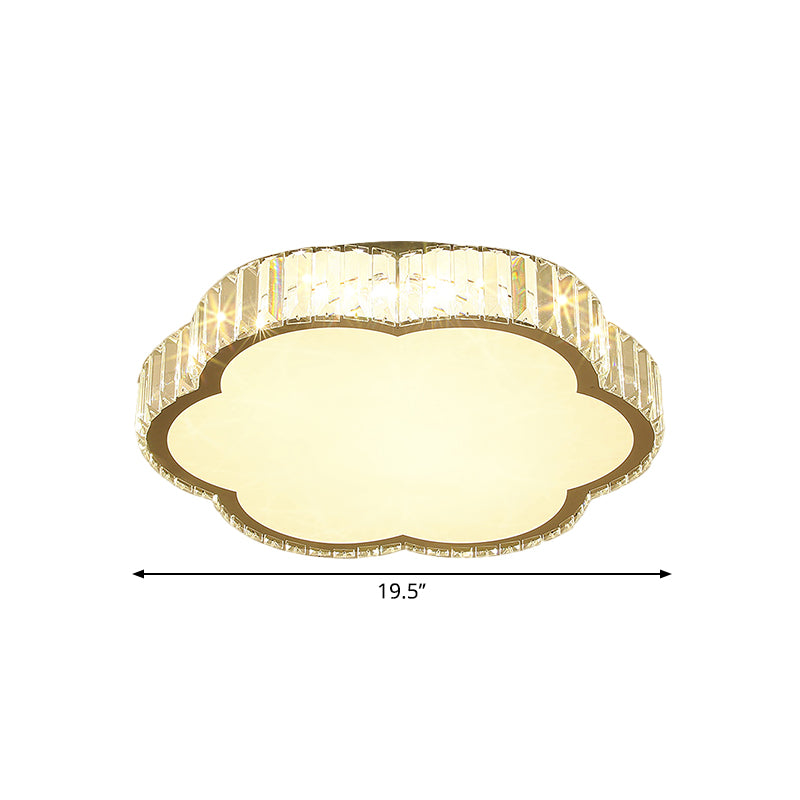 Cloud Clear Crystal Prisms Flush Light Fixture Contemporary Bedchamber LED Ceiling Mount in Stainless-Steel