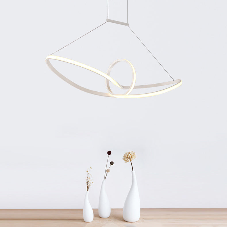 Acrylic Twisted Ceiling Light Minimalist LED White Chandelier Pendant in Warm/White/Natural Light