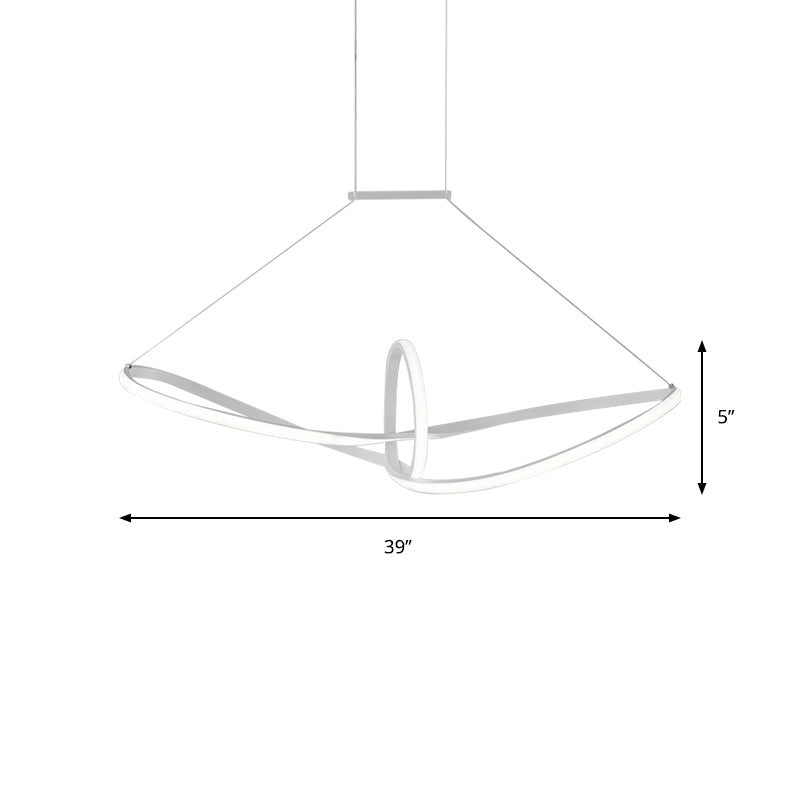 Acrylic Twisted Ceiling Light Minimalist LED White Chandelier Pendant in Warm/White/Natural Light