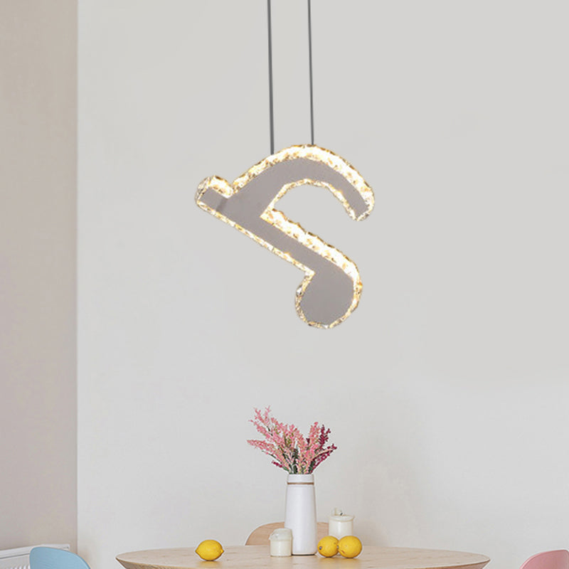 LED musical nota colgante kit de luz contemporánea de acero inoxidable bloques de cristal de corte transparente mini lámpara colgante