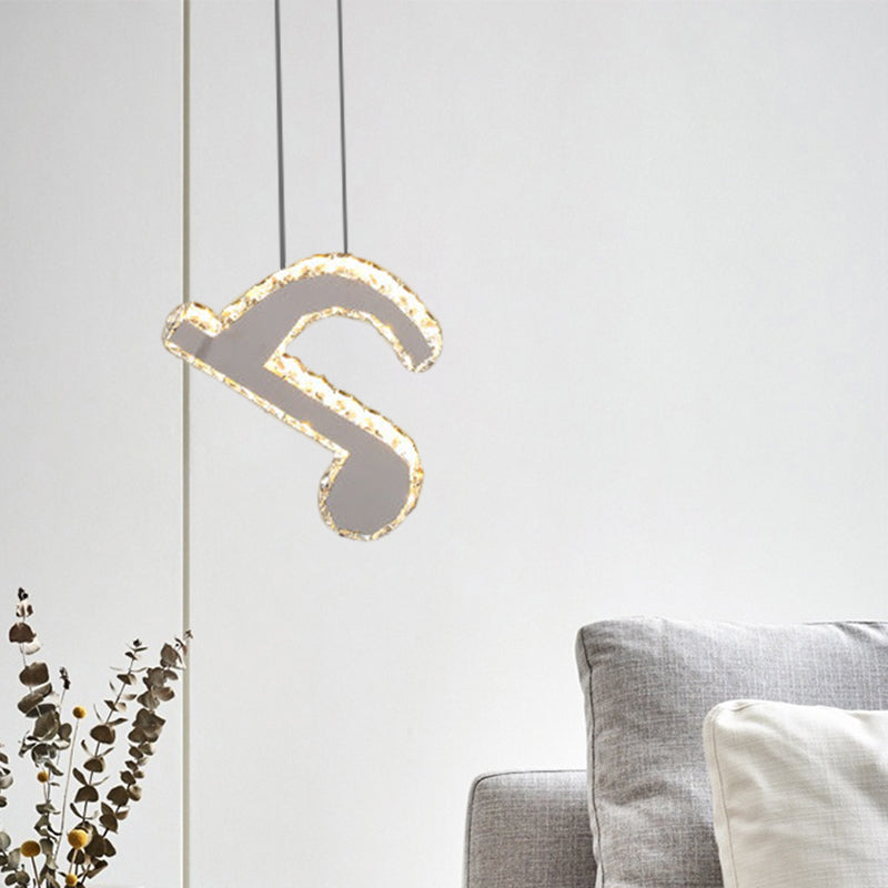 LED musical nota colgante kit de luz contemporánea de acero inoxidable bloques de cristal de corte transparente mini lámpara colgante