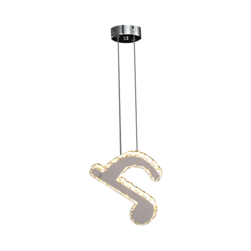 LED musical nota colgante kit de luz contemporánea de acero inoxidable bloques de cristal de corte transparente mini lámpara colgante