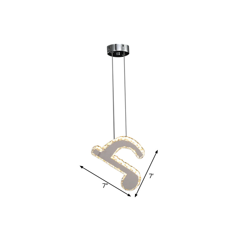 LED musical nota colgante kit de luz contemporánea de acero inoxidable bloques de cristal de corte transparente mini lámpara colgante