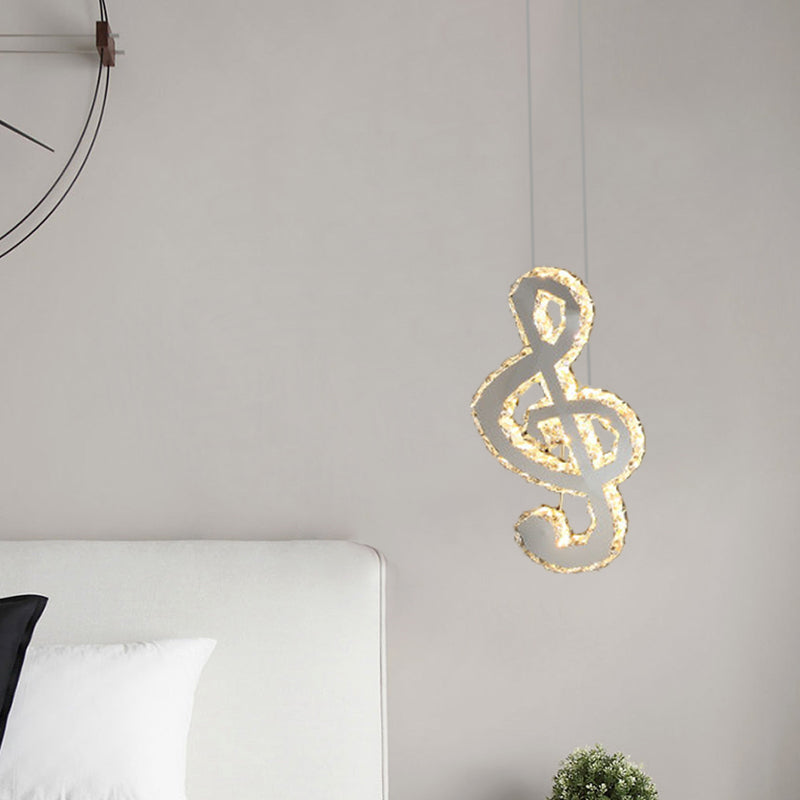 LED musical nota colgante kit de luz contemporánea de acero inoxidable bloques de cristal de corte transparente mini lámpara colgante