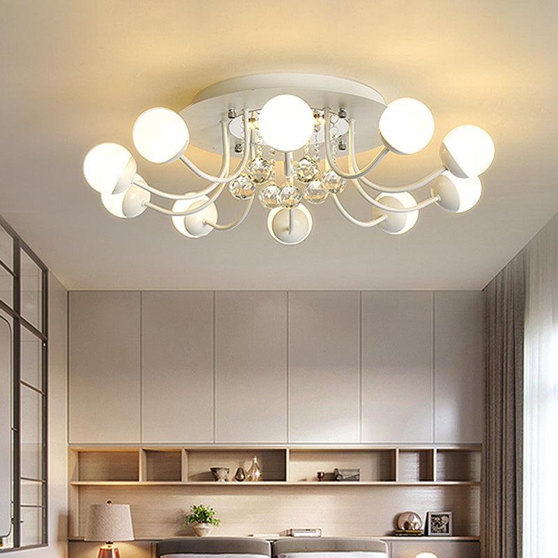 Sphère de fixation de l'ébullition à main moderne 10 /12-Head Black / White Flush Mount Lighting for Parlor in Warm / White Light