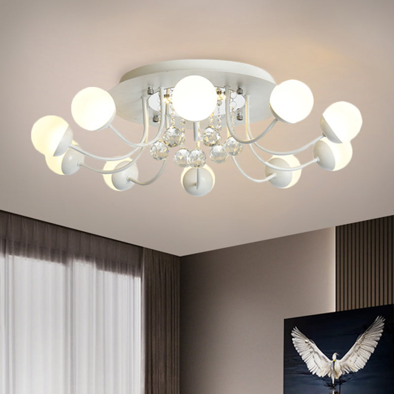 Sphère de fixation de l'ébullition à main moderne 10 /12-Head Black / White Flush Mount Lighting for Parlor in Warm / White Light
