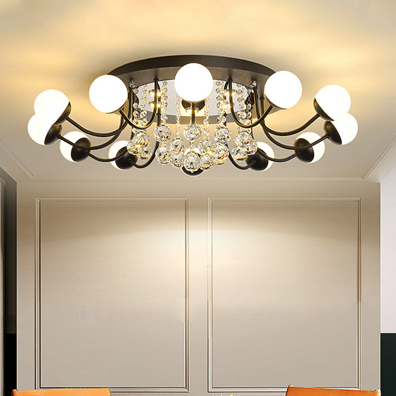 Sphère de fixation de l'ébullition à main moderne 10 /12-Head Black / White Flush Mount Lighting for Parlor in Warm / White Light