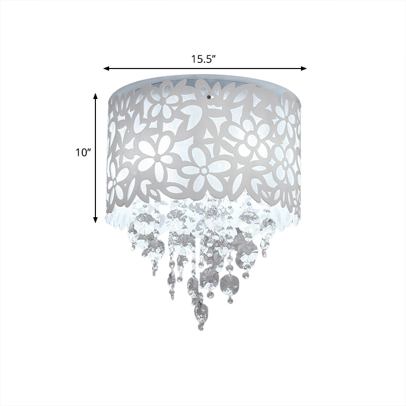 Cascade Ceiling Lighting Contemporary Bevel Crystal 4 Lights White Flush Mount Fixture for Bedroom