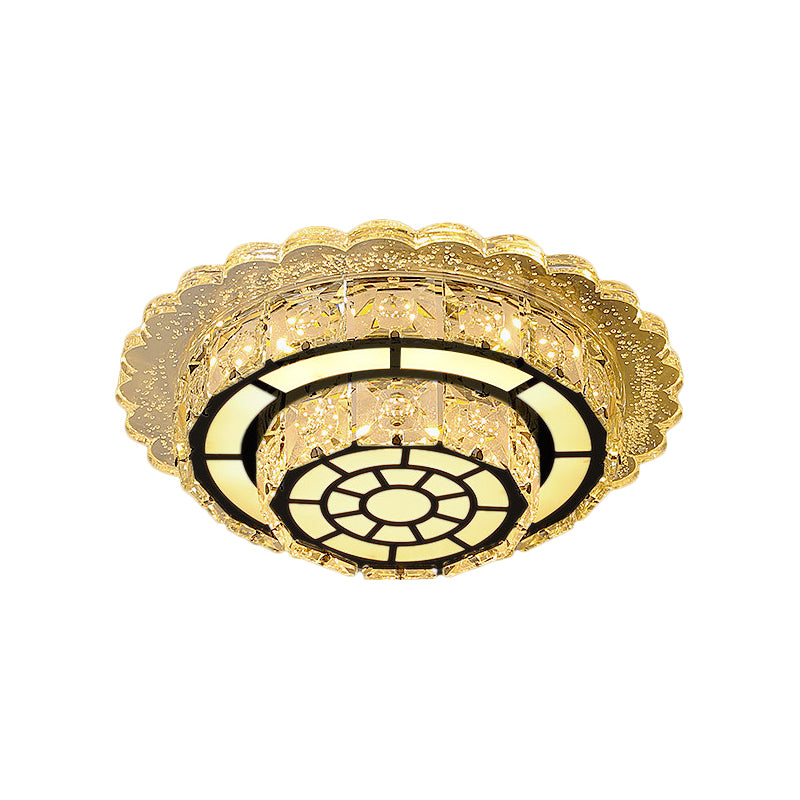 Round/Square Flush Light Fixture Modern Hand-Cut Crystal LED Chrome Ceiling Flush Mount for Balcony