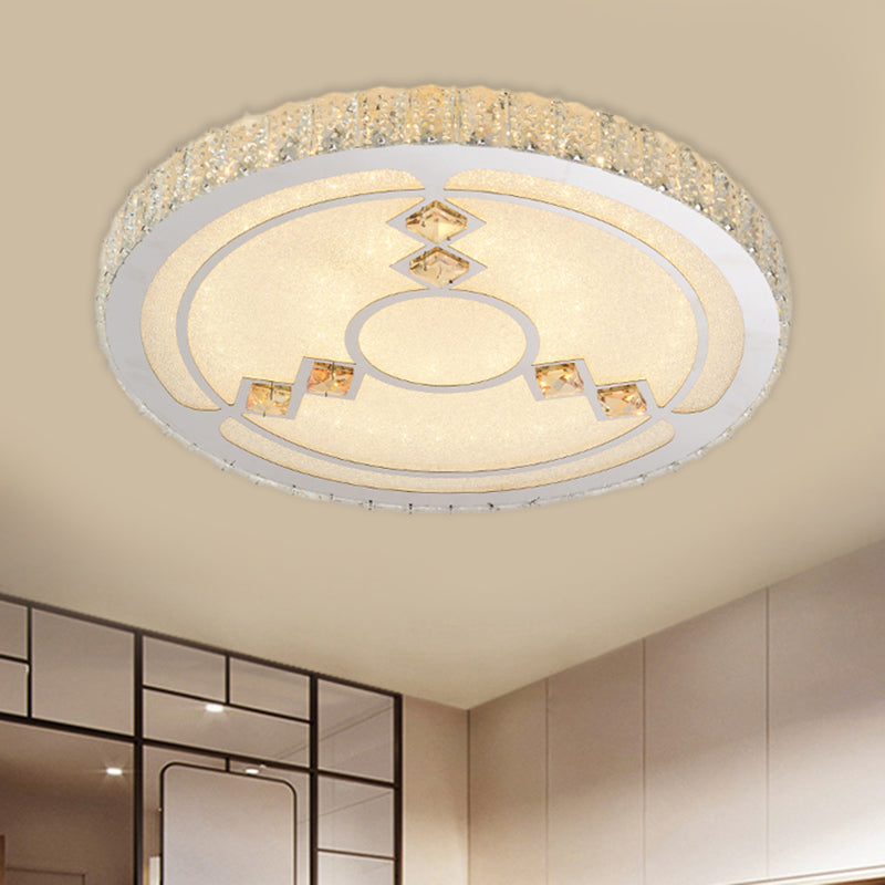 Modern Leave/Circle Flush Light Bevel Cut Glass Sleeping Room LED Ceiling Mounted Fixture in Chrome