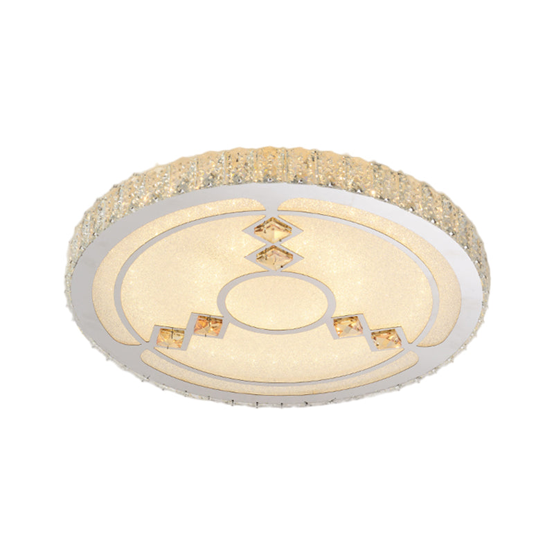 Modern Leave/Circle Flush Light Bevel Cut Glass Sleeping Room LED Ceiling Mounted Fixture in Chrome