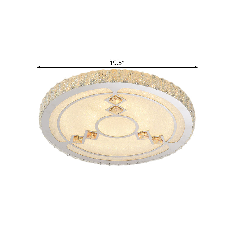 Modern Leave/Circle Flush Light Bevel Cut Glass Sleeping Room LED Ceiling Mounted Fixture in Chrome