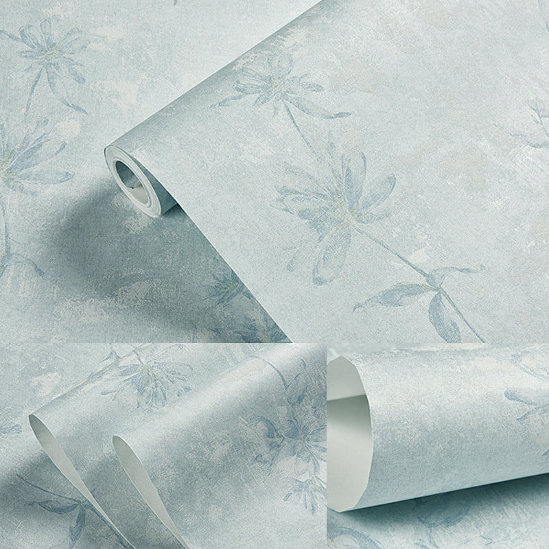 Pastel Color Flower Print Wallpaper Moisture Resistant Rustic Living Room Wall Covering