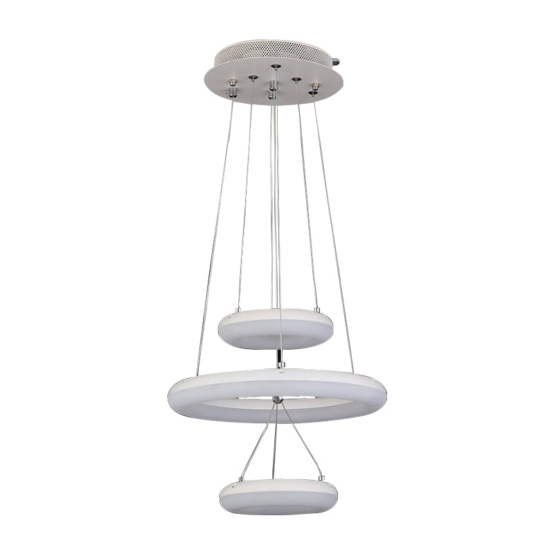 White Donut Suspension Pendant Minimalist LED 3 Lights Acrylic Chandelier Lighting Fixture