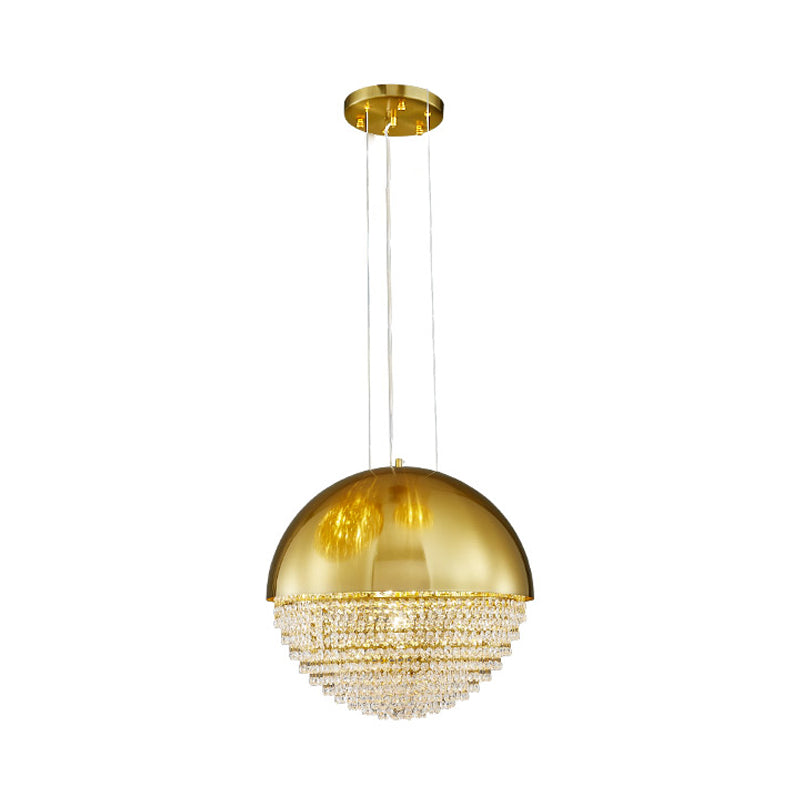Luz de colgante LED de domo dorado iluminación de suspensión de cristal biselado moderno para comedor
