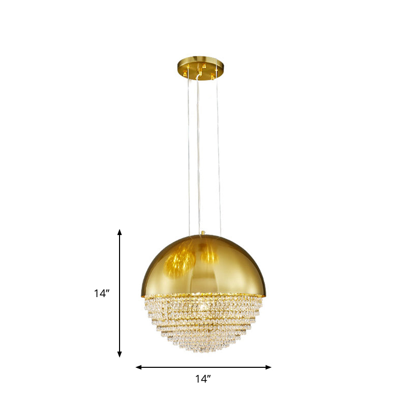 Luz de colgante LED de domo dorado iluminación de suspensión de cristal biselado moderno para comedor